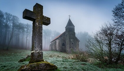 Wall Mural - cross in the graveyard