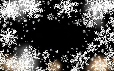 Poster - elegant snowflakes gently falling against a black background, creating a serene winter atmosphere pe