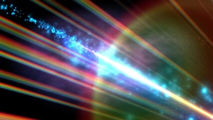 Wall Mural - Abstract colorful light streaks and bright blue light with bokeh effect on a black background.