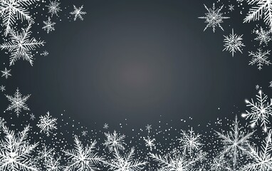 Poster - winter snowflakes create a beautiful border against a dark background in a festive decoration perfec