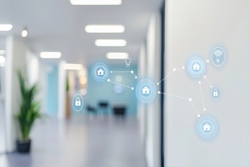 Poster - Automation of smart homes. Wireless house control. Icons for smarthome technology.