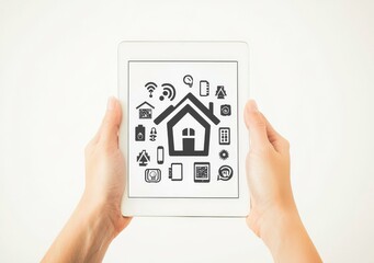 Poster - Tablet with smart home automation concept in hands