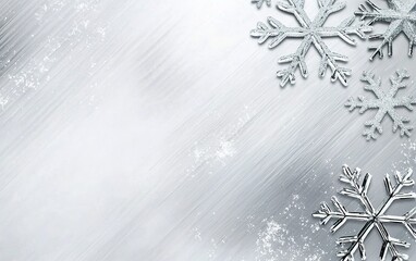 Poster - delicate silver snowflakes on a softly textured white background during winter season