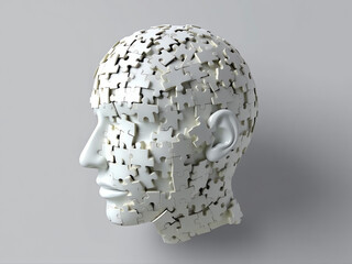 3d head made of puzzle pieces