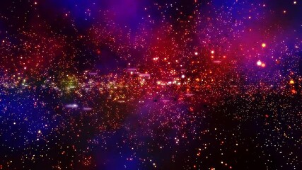 Wall Mural - A vibrant, colorful nebula with glowing stars and cosmic dust in a dark space background.