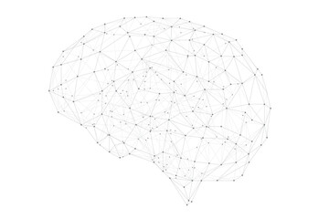 Artificial Neural Network. Brain as artificial intelligence network. Abstract brain made of connected nodes.