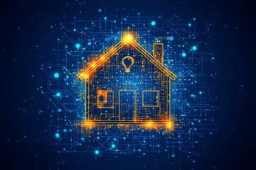 Poster - conceptual design of a modern smart home. internet technology and home automation systems.