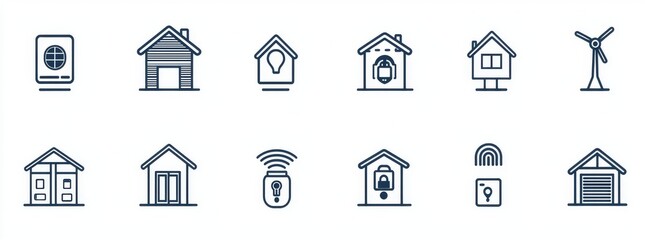 Poster - Intuitive modern illustration of smart home systems line icons. Editable stroke. For website marketing, logo, app, template, UI, etc.