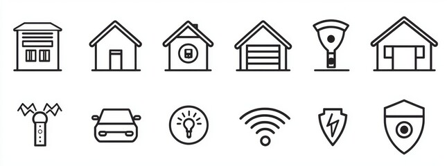 Poster - The smart home system icons have an editable stroke. Intended for use in website marketing design, logos, apps, templates, user interfaces, and more.