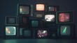 © Mohammed - A stack of vintage televisions with static screens in a dimly lit room. The retro tech creates a nostalgic and moody atmosphere.