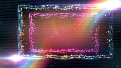 Wall Mural - Abstract luminous glowing frame with sparkling lights on a dark background.