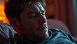 © Sergey - Unconscious drunk man late in evening at home, closeup isolated with white highlights, png