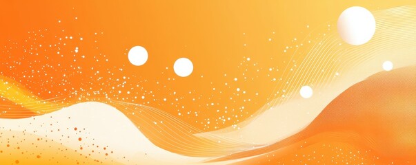 Wall Mural - Vibrant orange background with abstract shapes and white circles for modern design