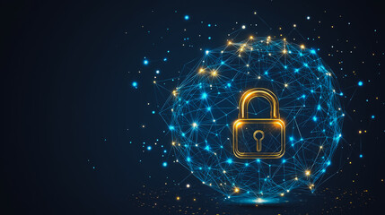 abstract innovative cyber security network, using interconnected nodes to represent business partnerships on the Smart digital Innovation city with connection network reciprocity over the smart city