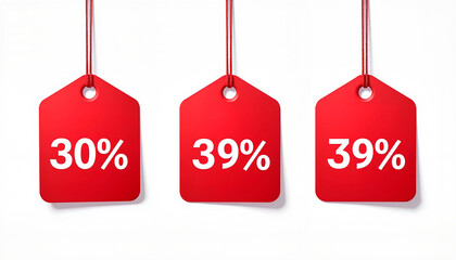 Bold red percentage symbol on white background for discount promotions