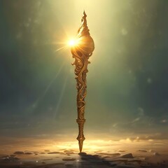 Illustration of ancient wizard wand.