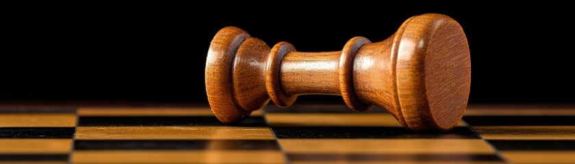 A close-up of a wooden chess piece on a chessboard, highlighting the strategic nature of the game.