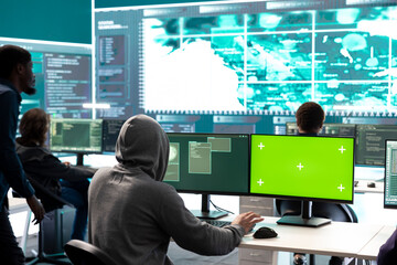 Poster - governmental hackers using green screen in performing cyber security monitoring and threat detection
