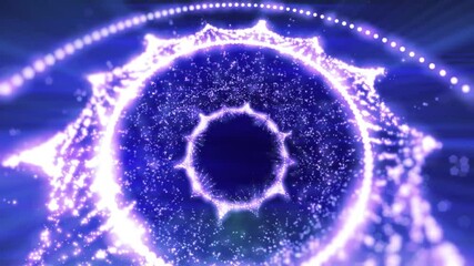 Wall Mural - abstract purple and pink glowing circular light in the darkness with many particles.