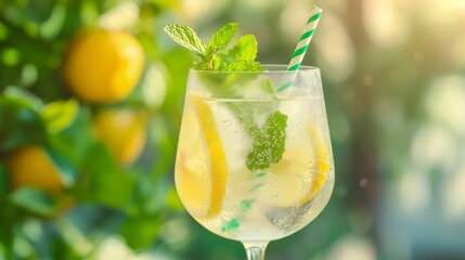 summer lemonade with mint and ice