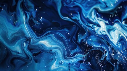 Wall Mural - This abstract background showcases mesmerizing liquid flows in varying shades of blue providing ample copy space for design needs. Ideal for digital and print projects