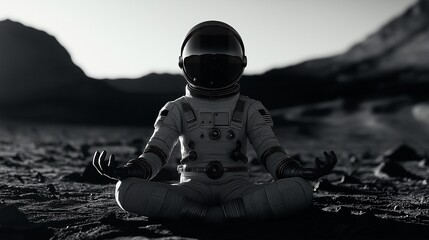 astronaut meditating on the moon