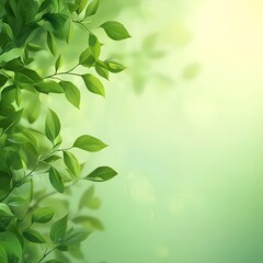 Green background with soft blurred leaves and elegant theme design wallpaper