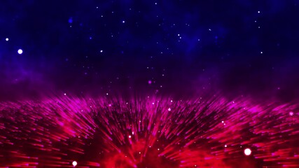 Wall Mural - abstract purple and pink glowing lines with starry dark blue background.