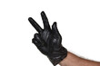 © Giovanni.Seabra - hand with black latex glove gestures isolated on white transparent background
