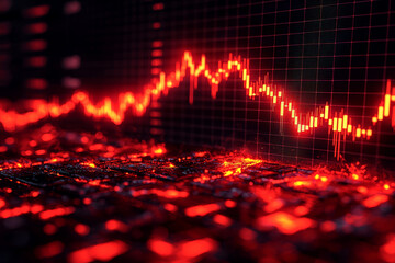 Poster - a stock market graph showing the rise and fall of a company's share prices, illustrating the fluctua