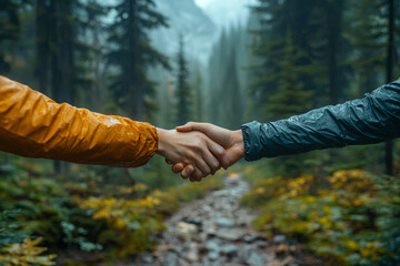 Poster - A friend lending a hand in times of need, offering more than just emotional support, but also practical help. Concept of friendship.