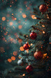 © Starmarpro - Illuminated Christmas tree with ornaments and bokeh background. Copy space. High quality photo
