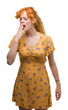 © Krakenimages.com - Young redhead woman bored yawning tired covering mouth with hand. Restless and sleepiness.