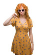 © Krakenimages.com - Young redhead woman wearing sumer outfit and sunglasses with angry face, negative sign showing dislike with thumbs down, rejection concept