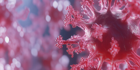 Aufkleber - Microscopic view of coronavirus spreading spike proteins