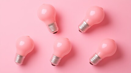 Aufkleber - Pink light bulbs on pastel background, minimalistic design concept