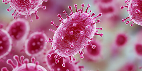 Aufkleber - Microscopic view of virus cells floating in a body