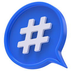 Poster - 3d shape hashtag social media notification circle icon isolated transparent background 3D rendering
