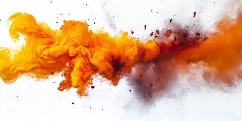 Poster - Orange and brown ink mixing together creating abstract shapes