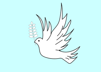 dove of peace with olives vector and illustration