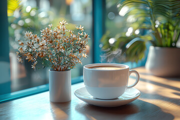 Poster - pictures of remote workers enjoying afternoon coffee breaks at home reflect the blending of work and