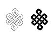 © Pe - endless tibetan eternal knot symbol tattoo logo isolated on white background. vector illustration.