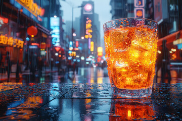 Poster - neon lights reflecting off wet streets create a sense of mystique and allure in urban photography. c