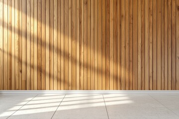 Poster - A large room with wooden walls and a white floor