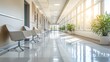© Alpha - Bright, modern hospital corridor with sleek, clean lines, white walls, and a sterile environment, illuminated by natural light for a pristine medical setting