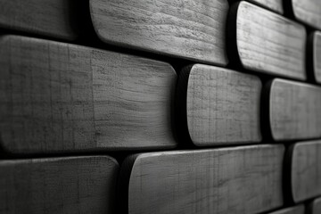 Sticker - A black and white photo of wooden blocks arranged in a pattern