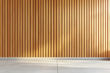 Poster - A large empty room with wooden walls and a white floor