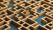 © Kanittha - maze of wooden pathways with floating percentage sign, symbolizing challenges