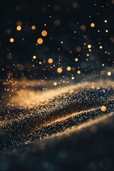 A black and gold background with a lot of sparkles. The sparkles are scattered all over the background, creating a sense of movement and energy. The gold color adds a warm