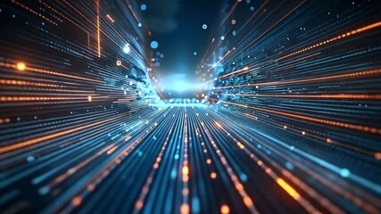 Aufkleber - Radiant lines of light create a captivating visual effect, representing digital energy traveling through a futuristic space, evoking a sense of speed and motion.
